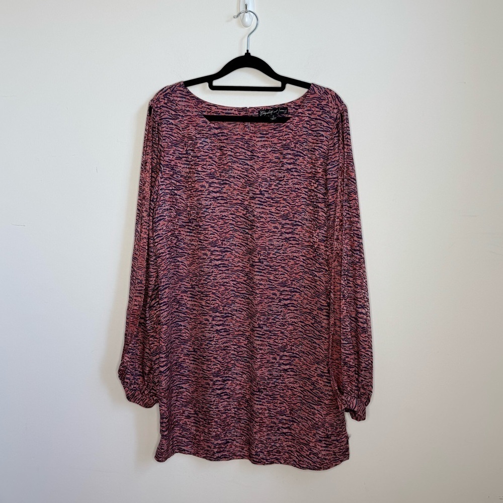 Elizabeth and James Silk Pink and Black Long Sleeve Blouse/ Short Dress Size 6